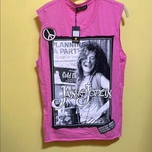 Zara Pink Janis Joplin Graphic Tank Top